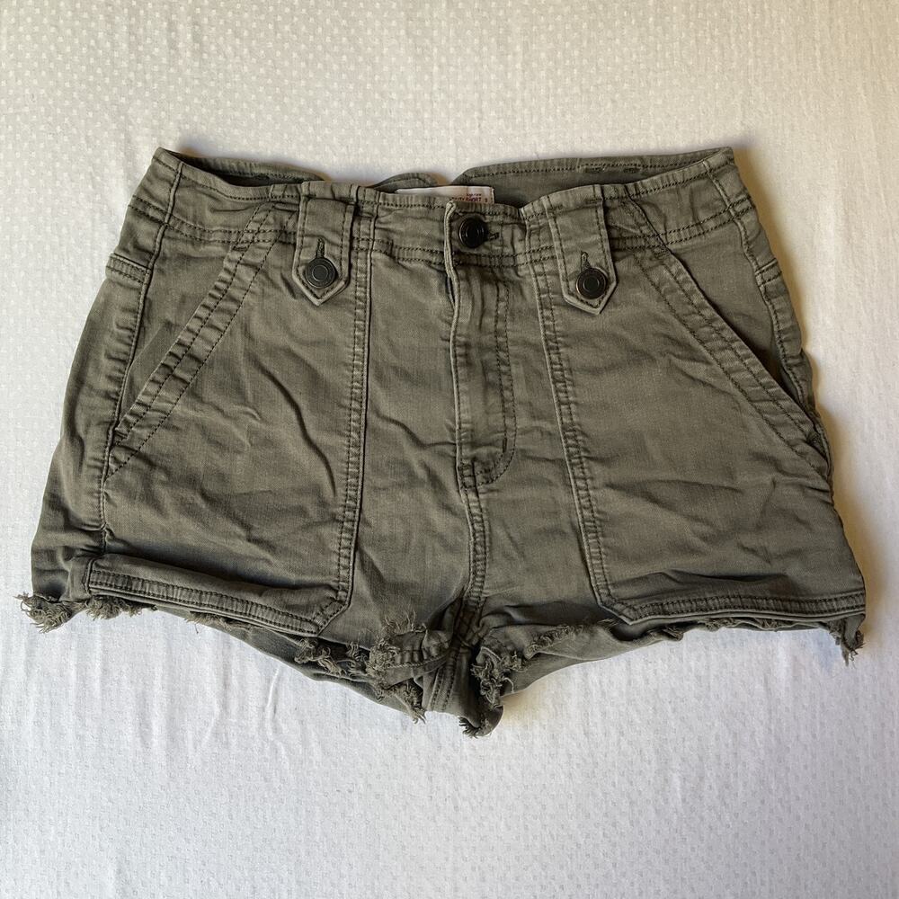 Sol Women Shorts 9 Olive Cargo Utility Short Button 2" Inseam
